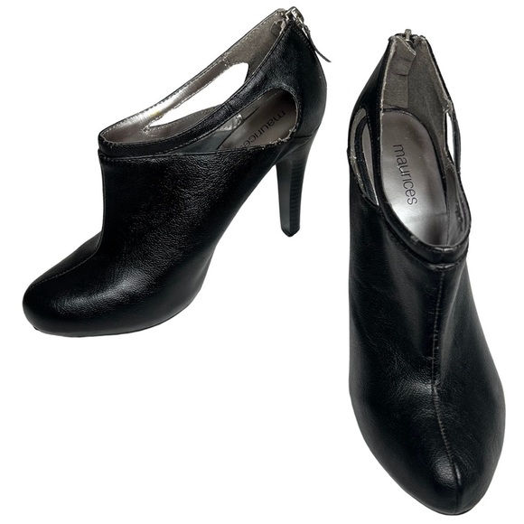 Maurices Zipper Back Cut Out Heeled Ankle Bootie Matte Black 9M - Picture 14 of 14